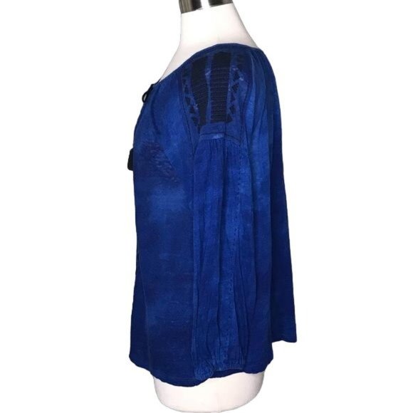 Lucky Brand L embroidered blue top - Picture 7 of 7